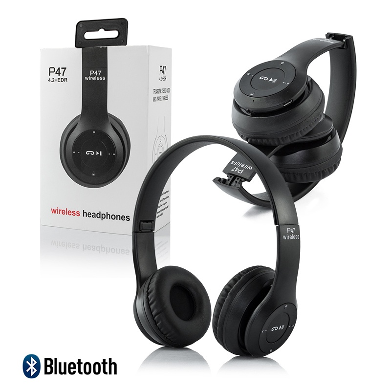 Multifunctional P47 Stereo Bluetooth Earphones Music Innovative Head Mounted Bluetooth Headphone Hands Free Game Mic Headset Gamunu Lk